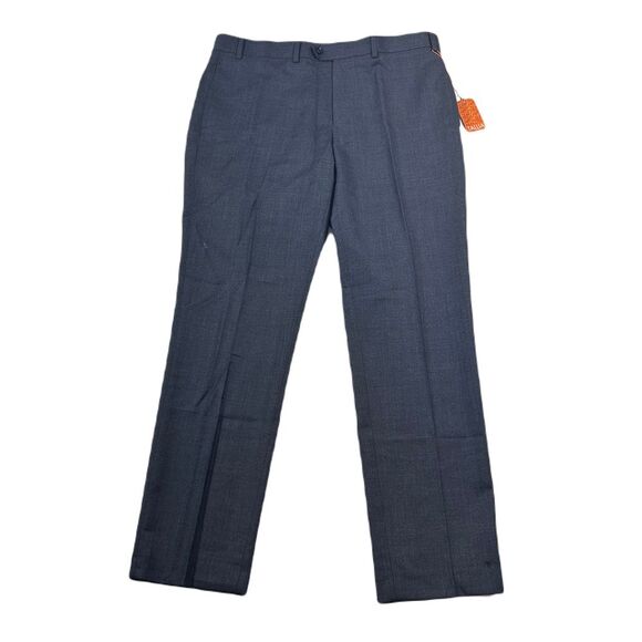 Tallia Slim-Fit Dress‎ Pants Mens 38x32 Blue Brown Solid Stretch Wool $175 - Picture 1 of 7